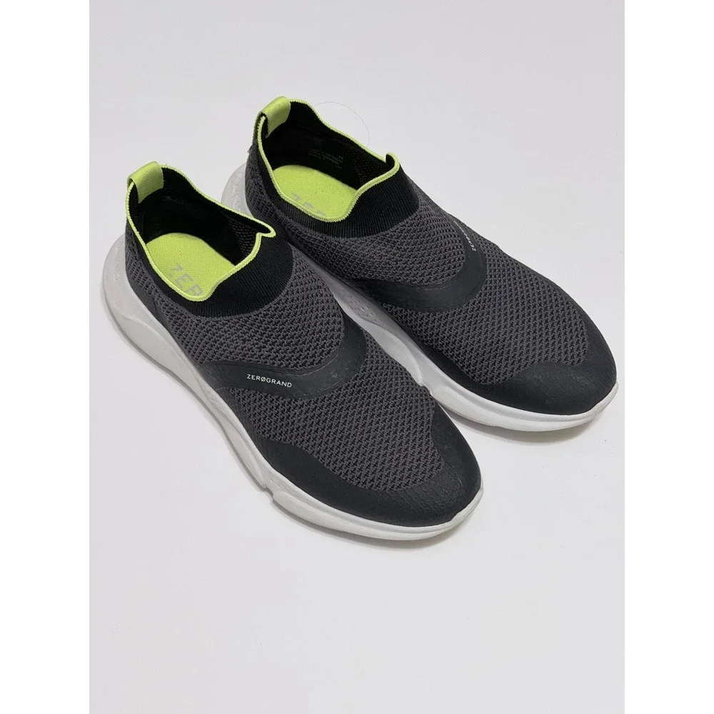 Cole Haan Zerogrand Women 9B Gray Neon Green Knit Slip On Sneakers W21296